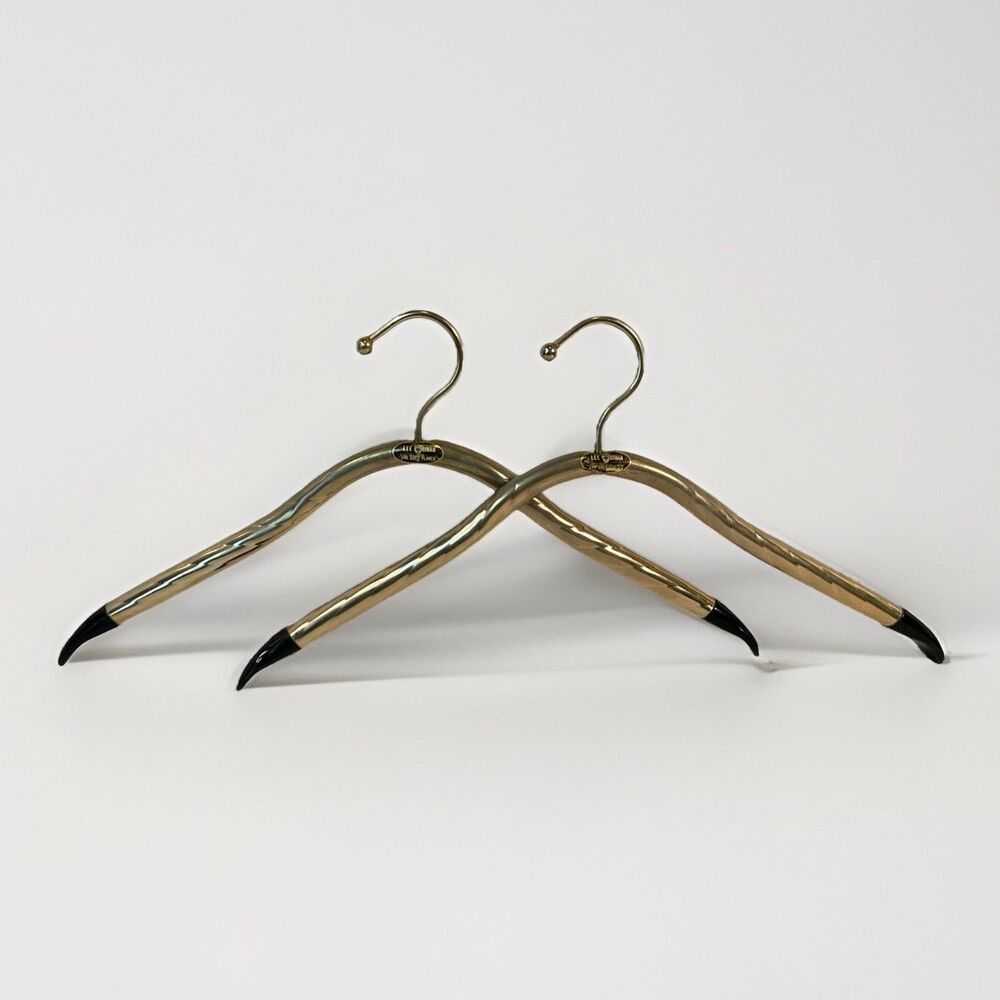2 Lee Rowan MCM 24K Gold Plated Clothes Hangers Tube Mid Century 1960s Hotel